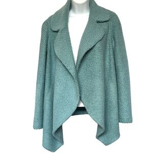 St. John Sweater Open Knit Cardigan Textured Nubbly Wool Silk Blend Size P